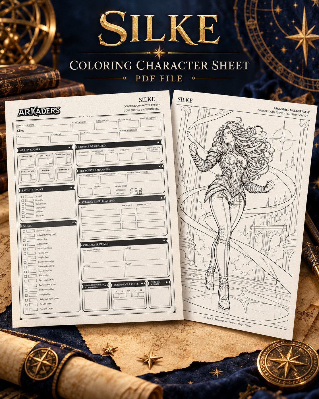 Silke Coloring Character Sheet 1