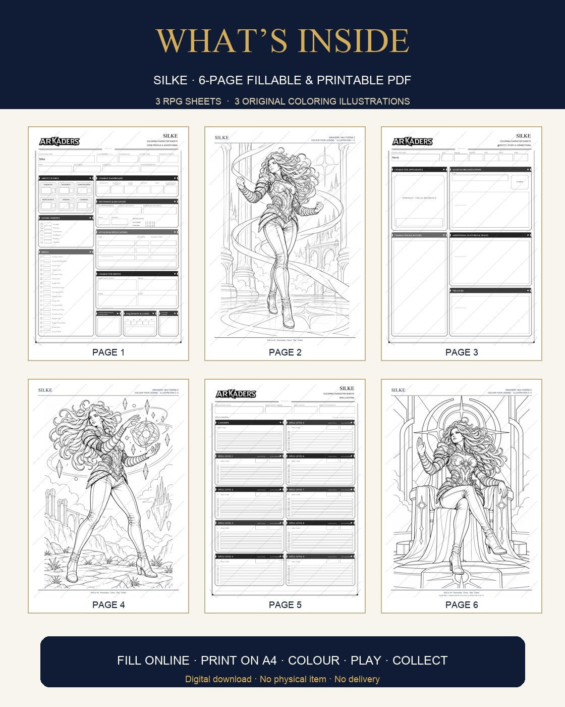 Silke Coloring Character Sheet 6