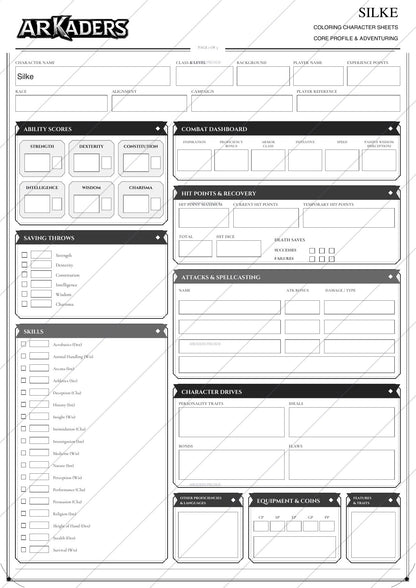 Silke Coloring Character Sheet 7