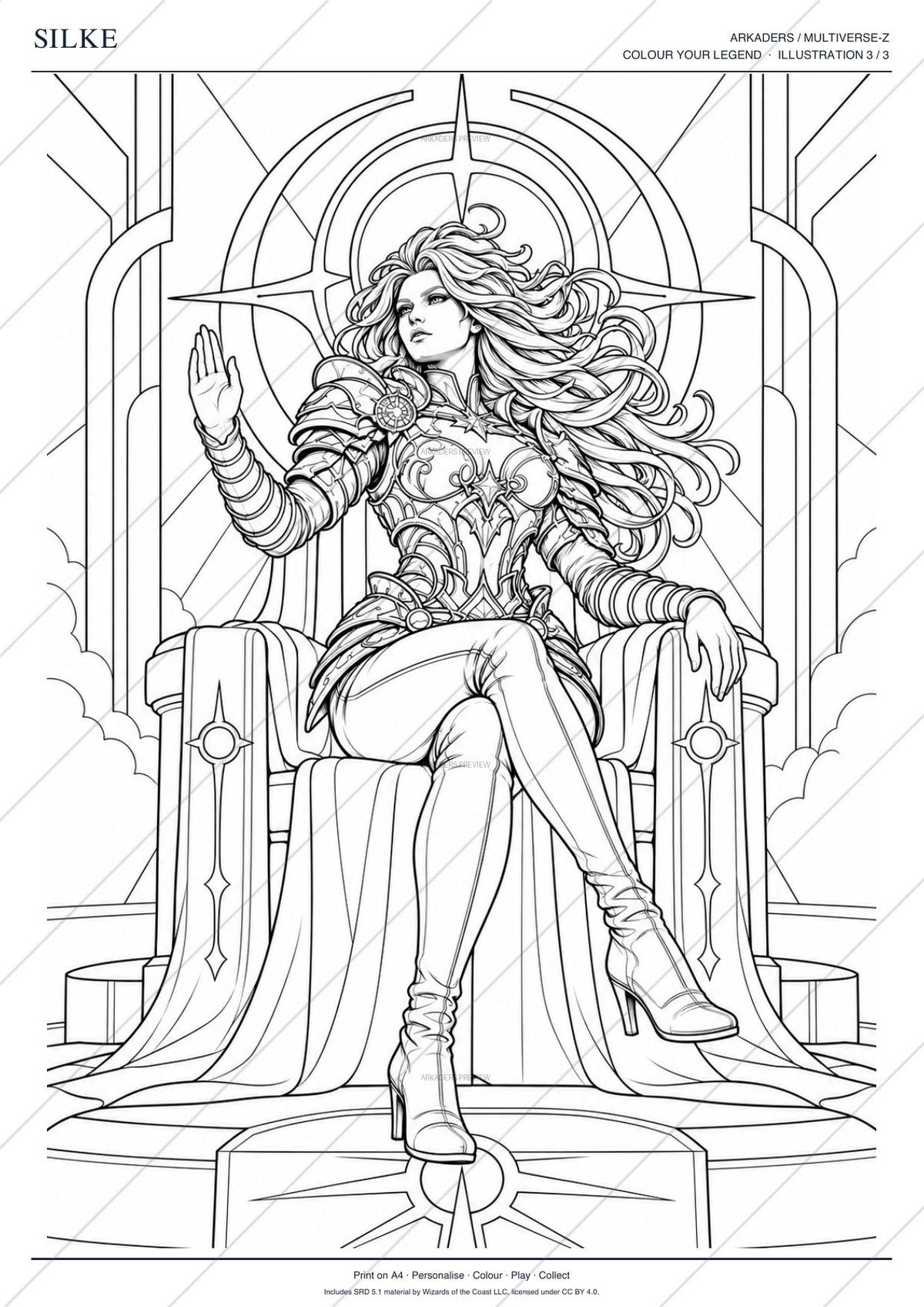 Silke Coloring Character Sheet page 6 preview