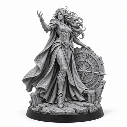 Silke the Demiurge new pose grey resin miniature