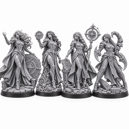Silke, Eklis, Virgo and Scorpio grey resin four-miniature bundle