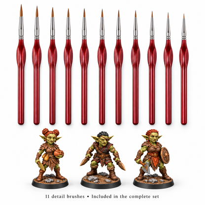 11 detail brushes with Nima, Tikk and Rukha painted references from the included squad.