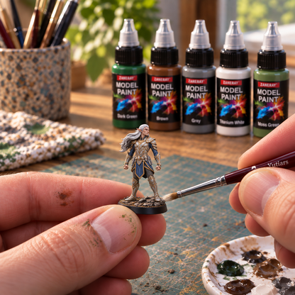 Digitally created painting inspiration: drybrushing the rocky scenic base of a small Rhex miniature.