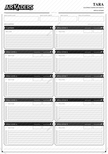 Tara Coloring Character Sheet — protected preview page 5 of 6