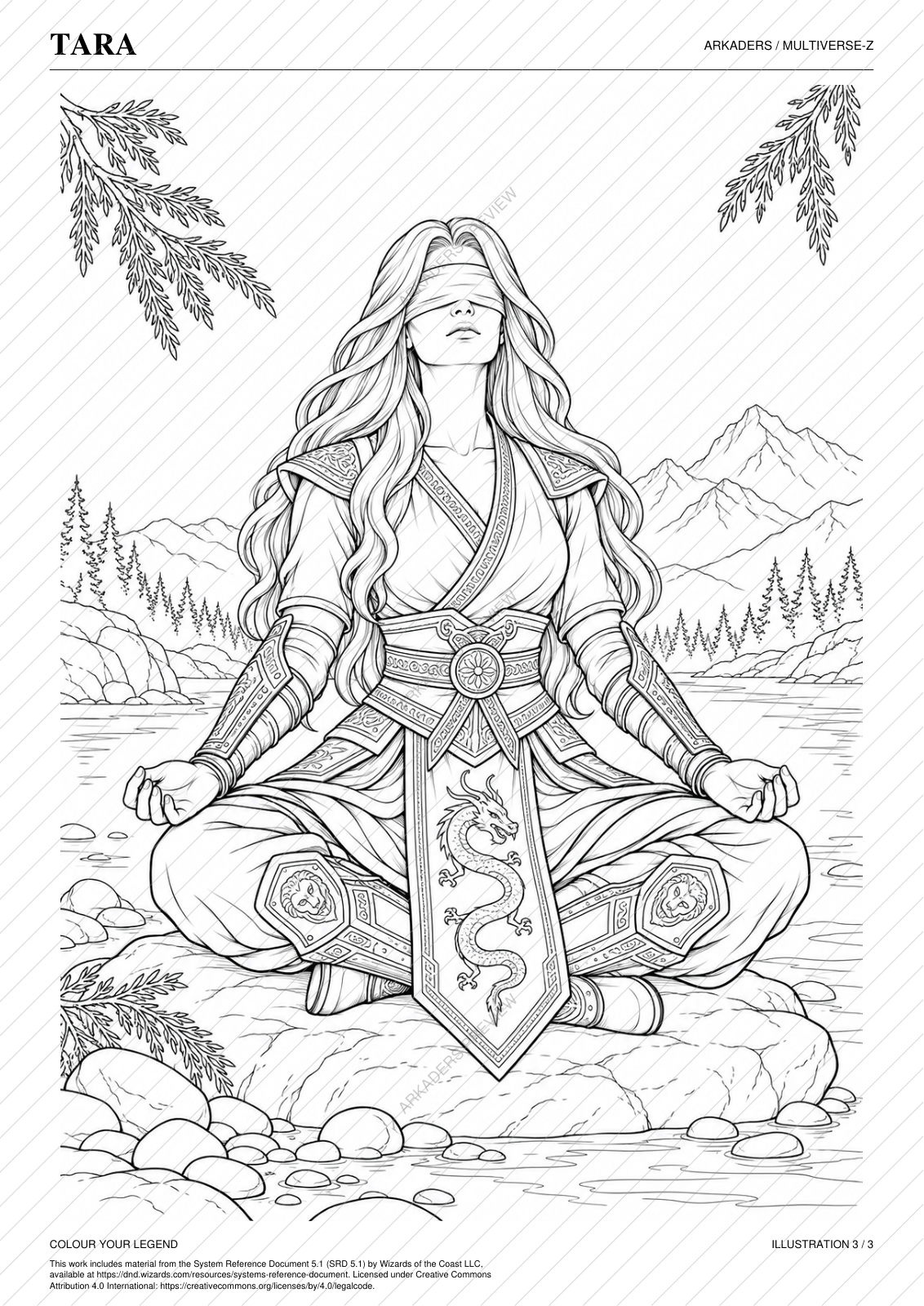 Tara Coloring Character Sheet — protected preview page 6 of 6