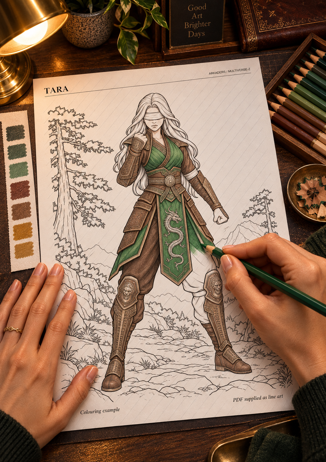 Colouring example — PDF supplied as line art
