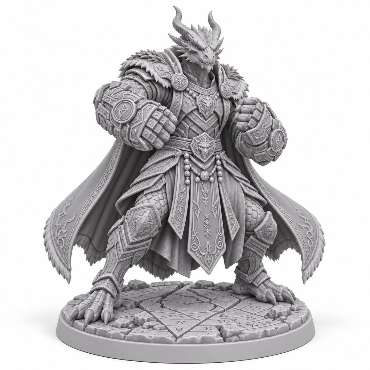Tharok Emberclaw Kinetic Striker — grey resin miniature