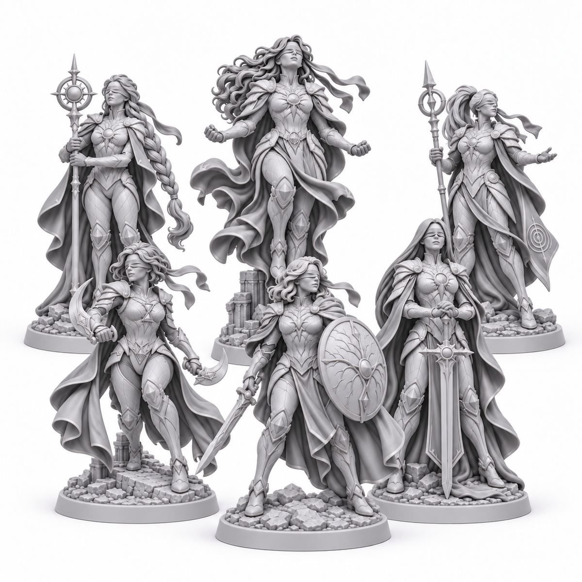 The Six Templarias unpainted grey resin bundle square product image