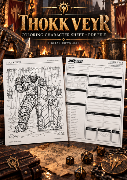 Thokk Veyr Coloring Character Sheet — cover