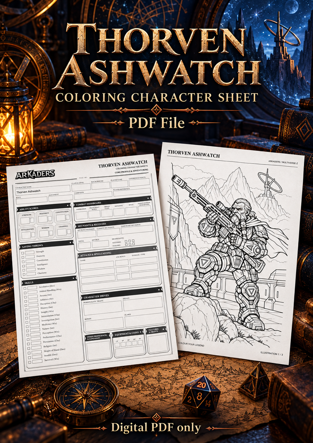 Thorven Ashwatch Coloring Character Sheet — cover
