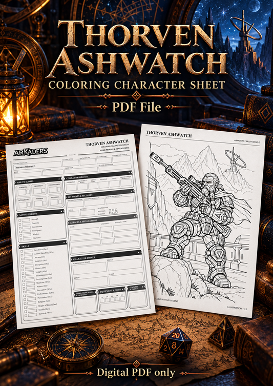 Thorven Ashwatch Coloring Character Sheet — cover