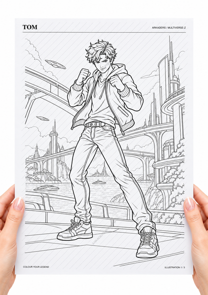 Tom Coloring Character Sheet — 03-hands-back; protected preview