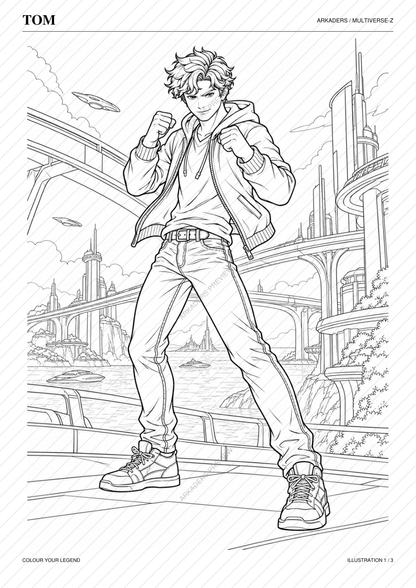 Tom Coloring Character Sheet — Tom-page-2-protected; protected preview