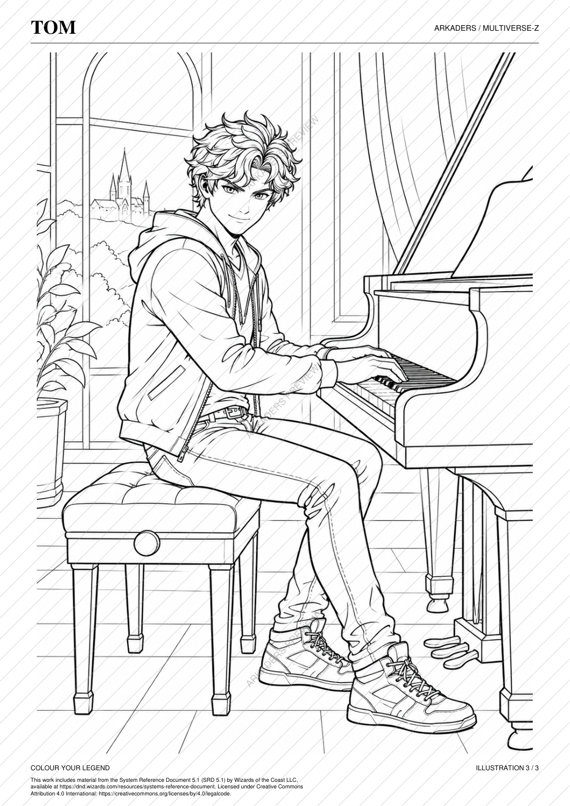 Tom Coloring Character Sheet — Tom-page-6-protected; protected preview