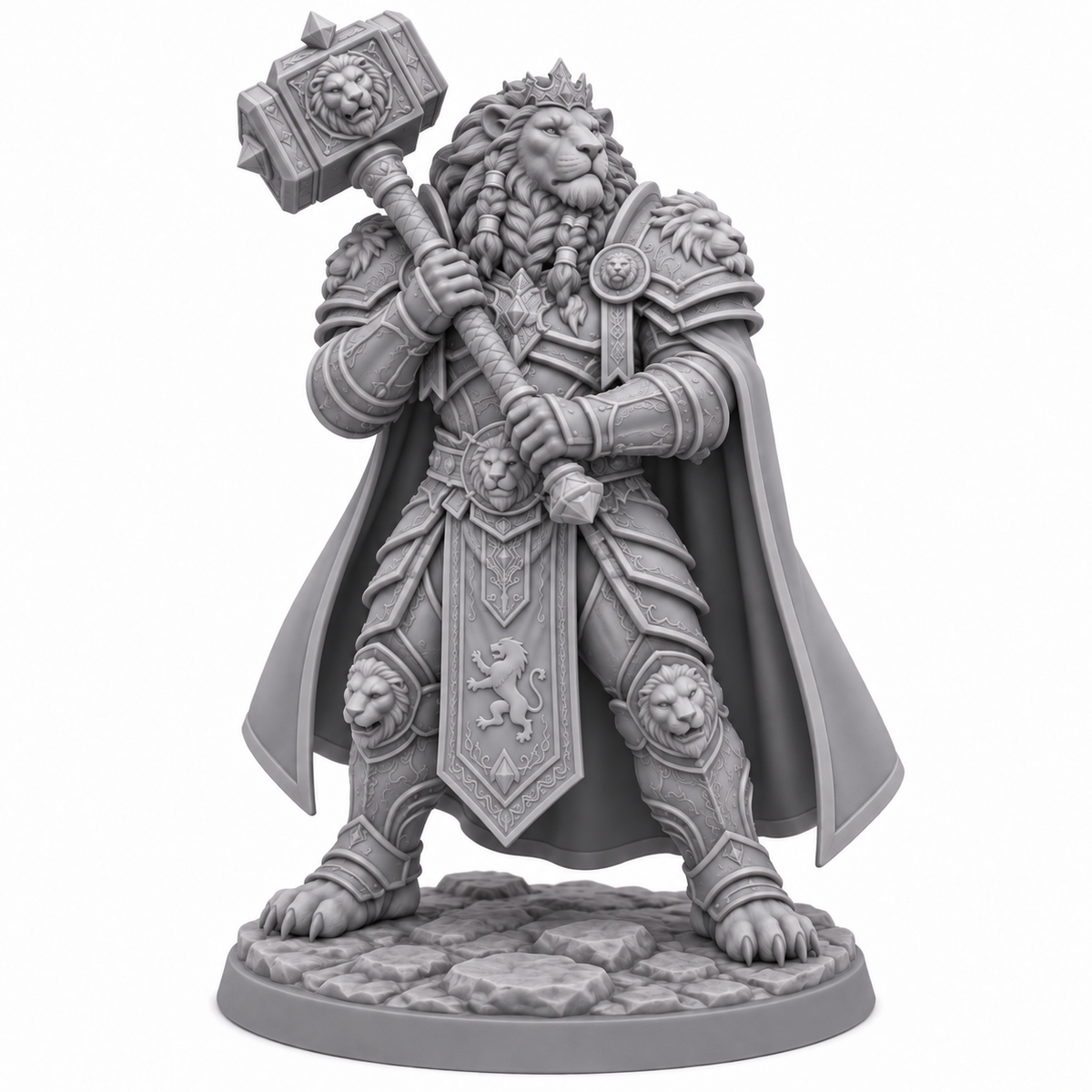 Torren Ashclaw, Ruin Hammer — grey resin miniature