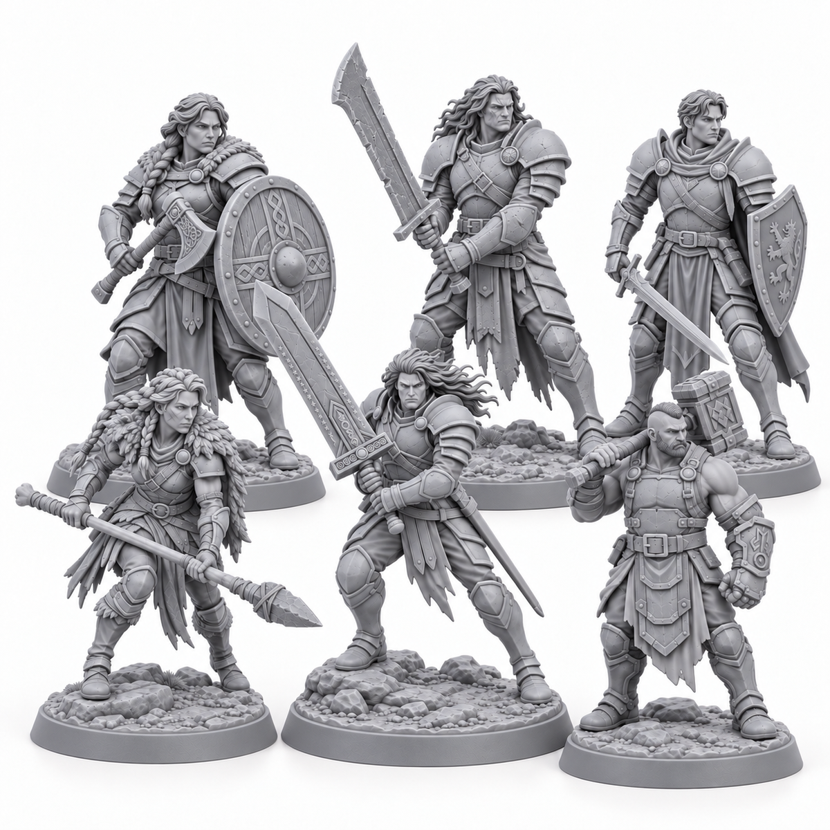 Uruk’s Khar-Duun Six — unpainted grey resin miniatures
