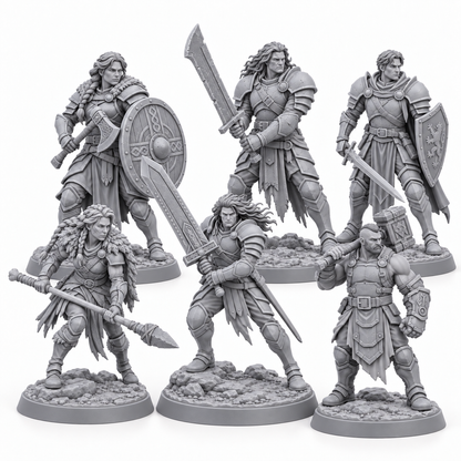 Uruk’s Khar-Duun Six — unpainted grey resin miniatures