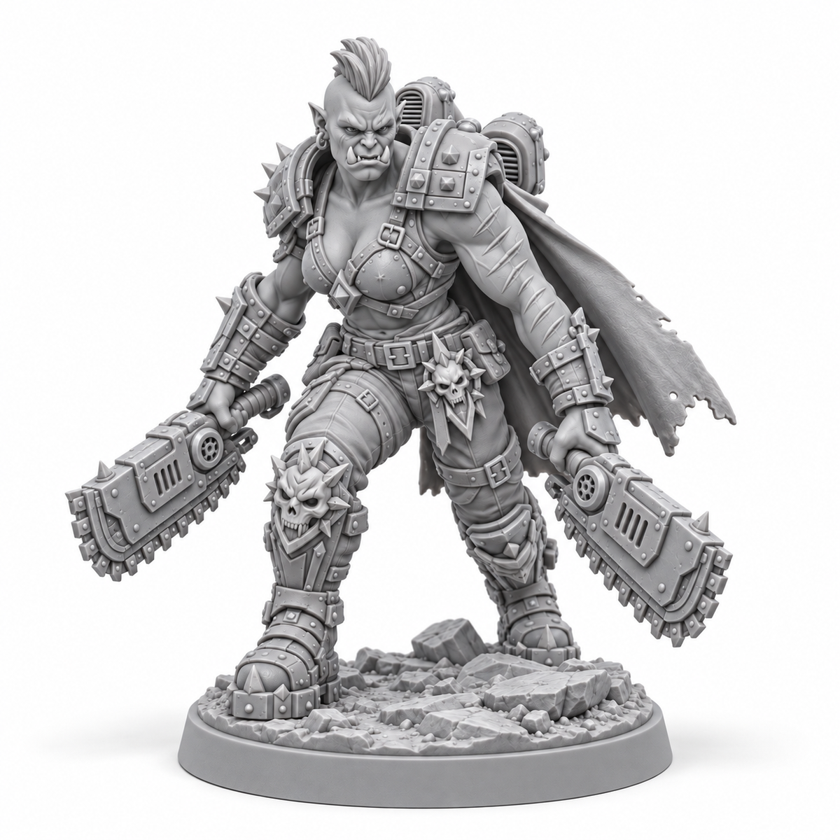 Urzaka Nine-Scars Chainblade Huntress — grey resin miniature