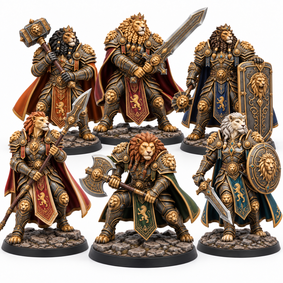 Vaelis's Oathbound Company — six painted resin miniatures