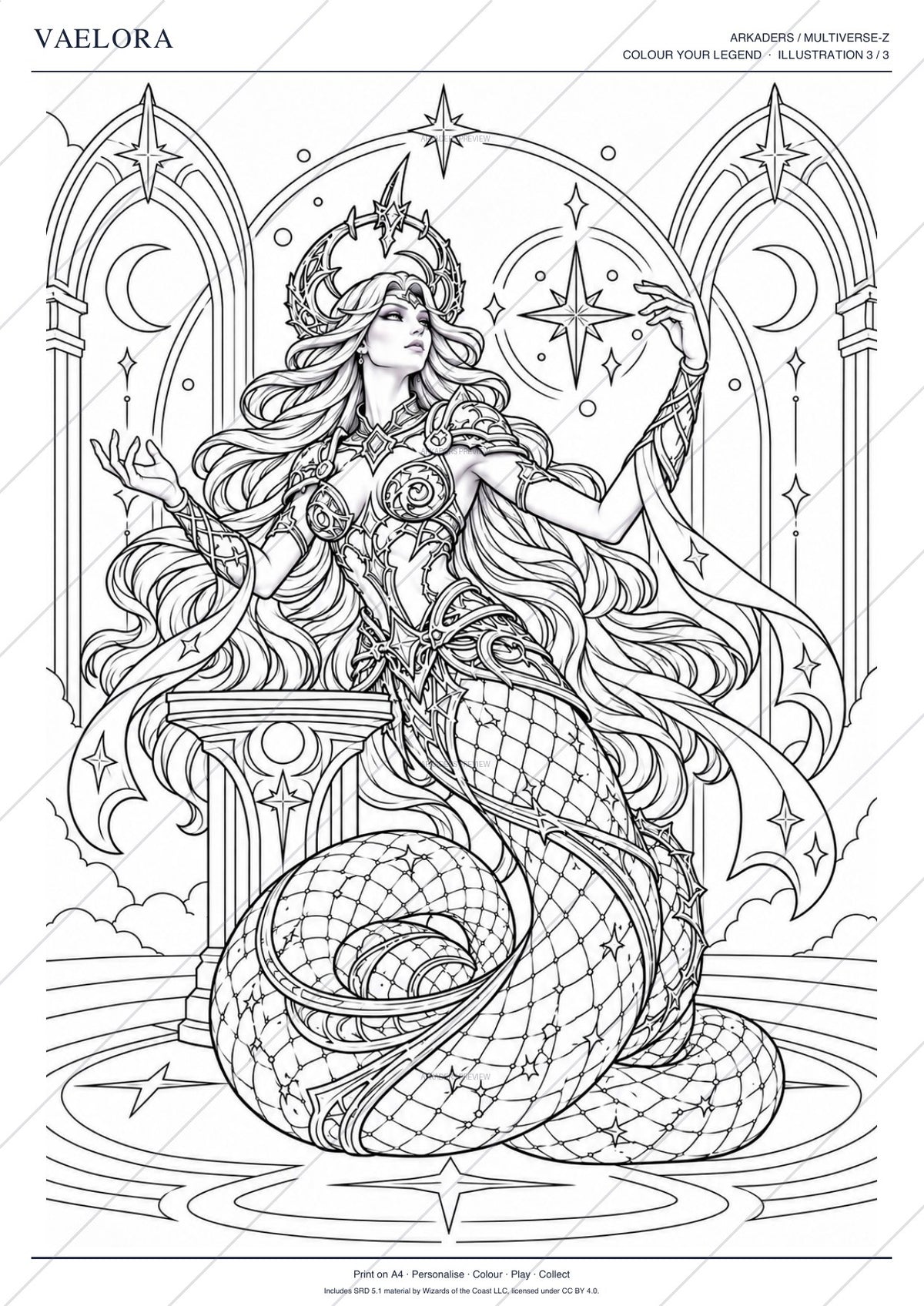 Vaelora Coloring Character Sheet 12
