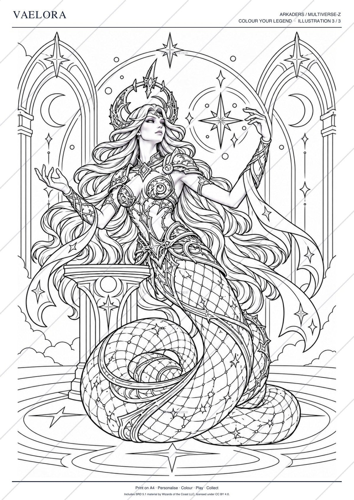 Vaelora Coloring Character Sheet page 6 preview