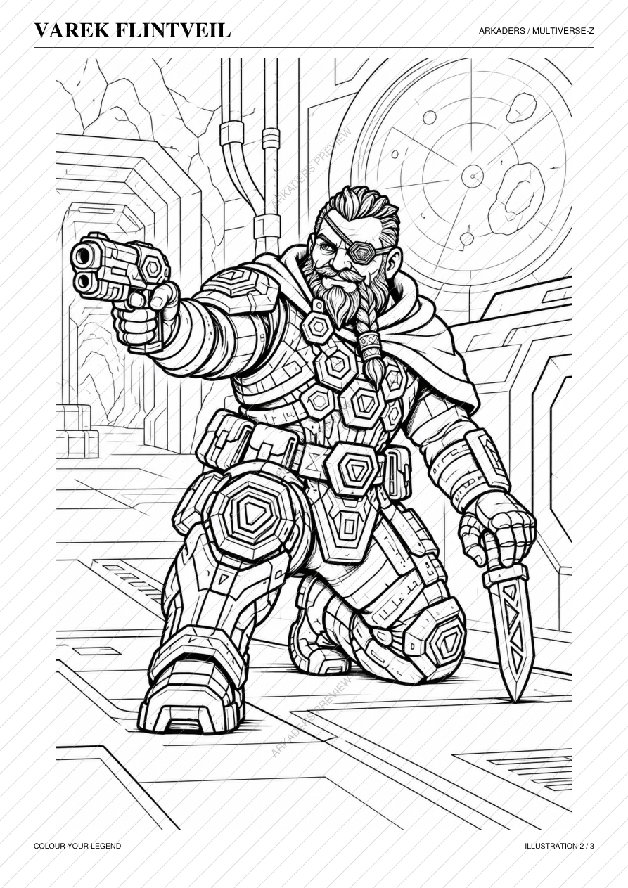 Varek Flintveil Coloring Character Sheet — protected preview page 4