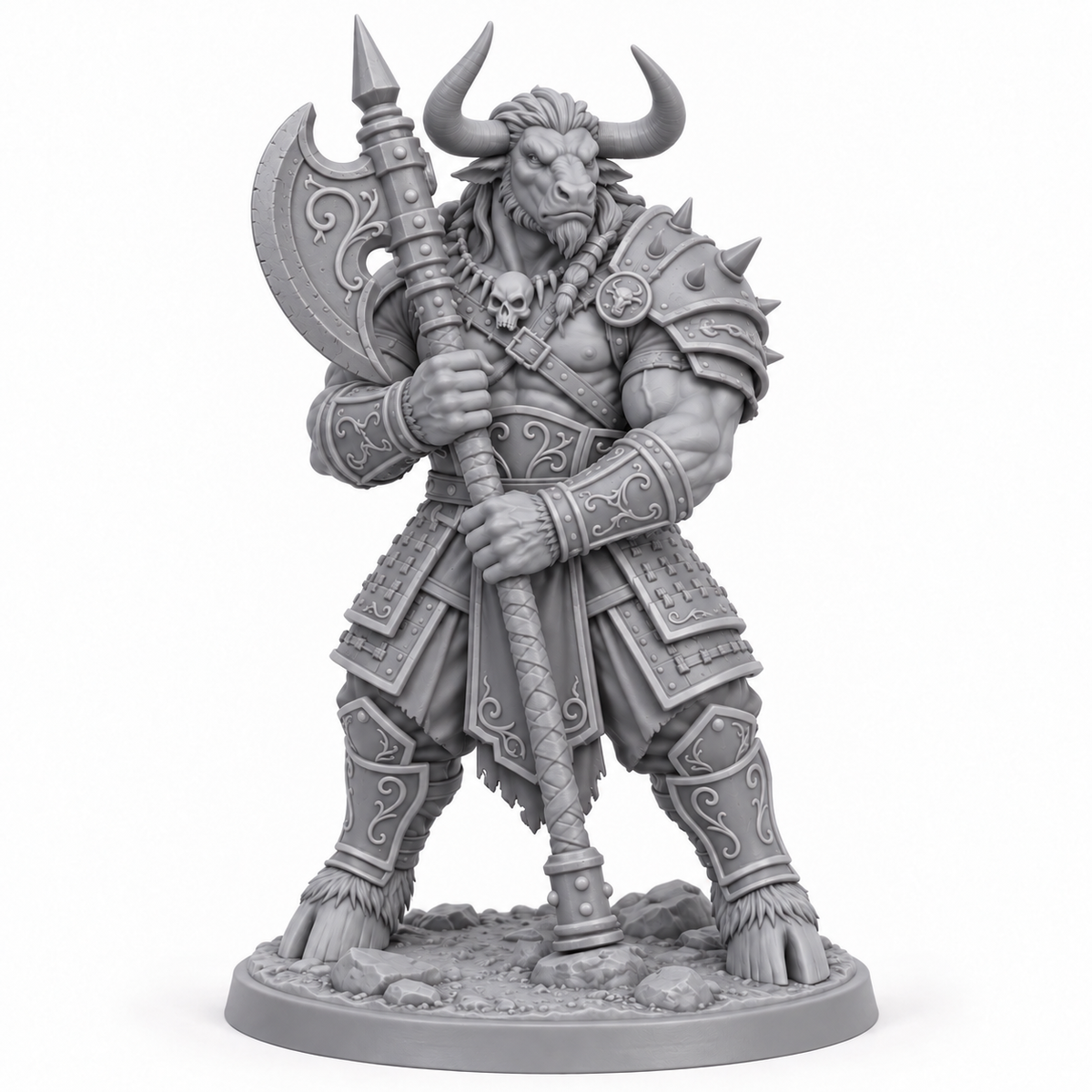 Varkun Ironhoof, Iron Vanguard — grey resin miniature