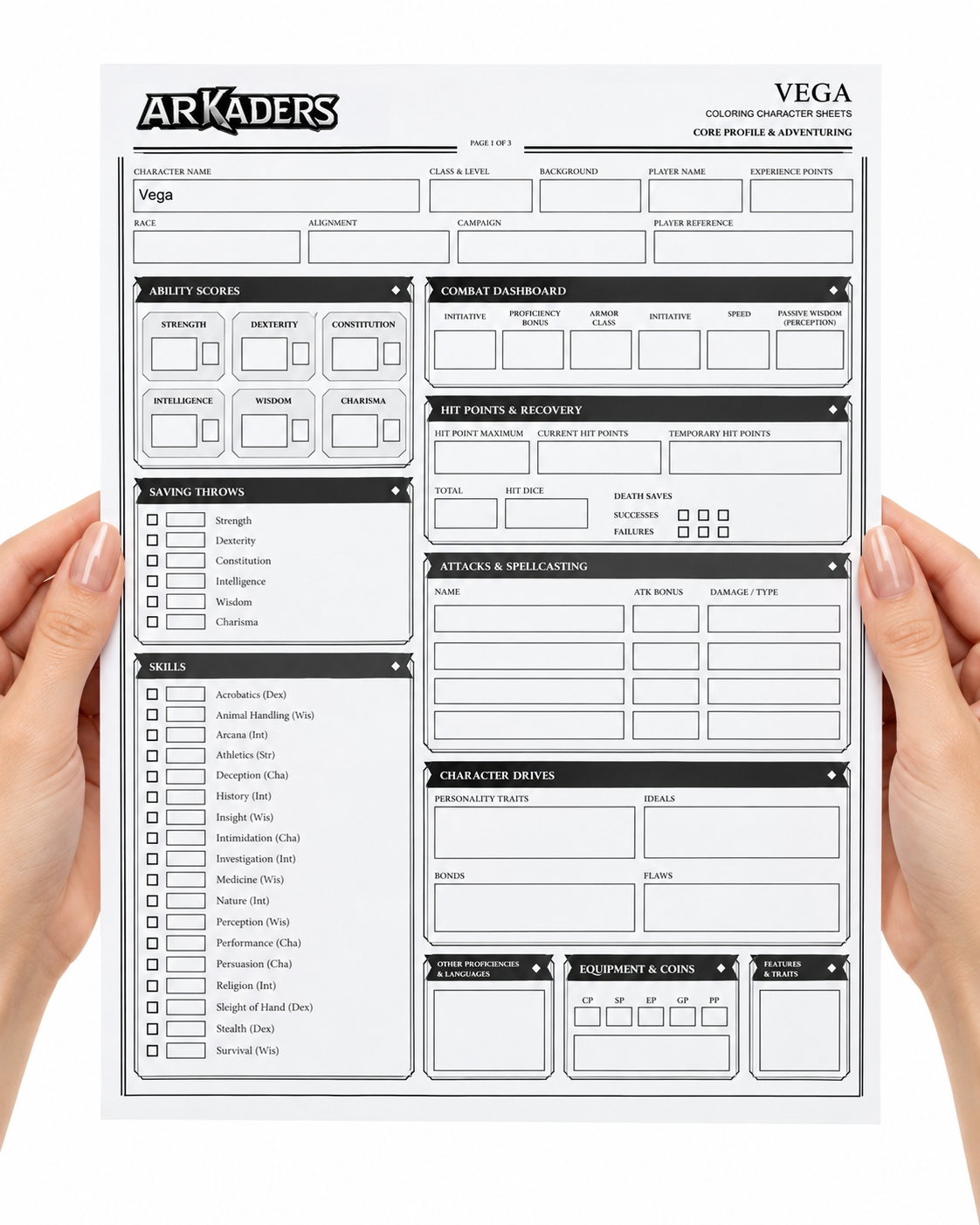 Vega Coloring Character Sheet — preview 2