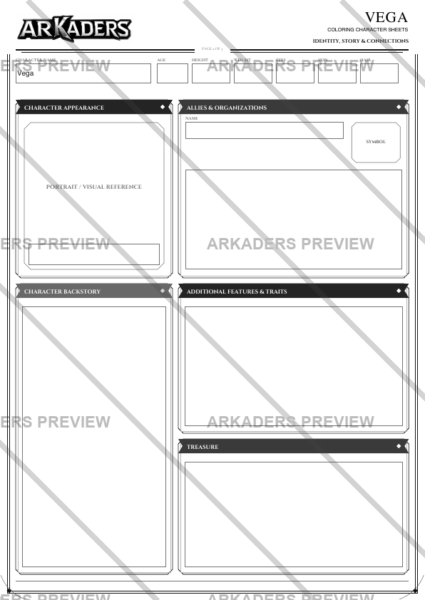 Vega Coloring Character Sheet — preview 9