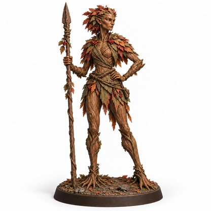 veyra Treebas druid miniature concept — painted front view
