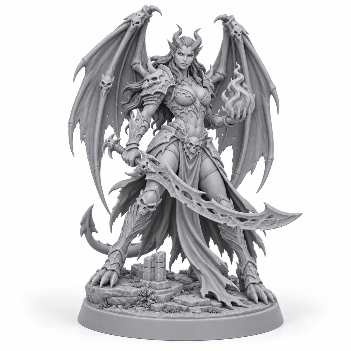 Vhalyra exclusive pose grey resin miniature