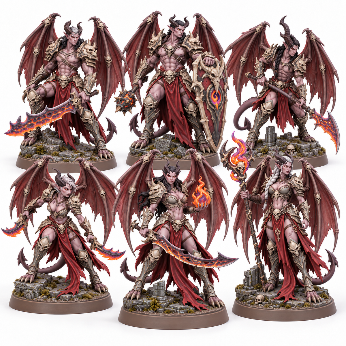Vhalyra's Voidflame Company painted miniature squad
