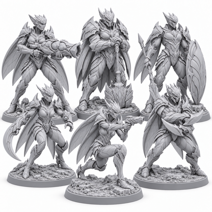 Viktravian's Insectoide Vanguard — six unpainted grey resin miniatures