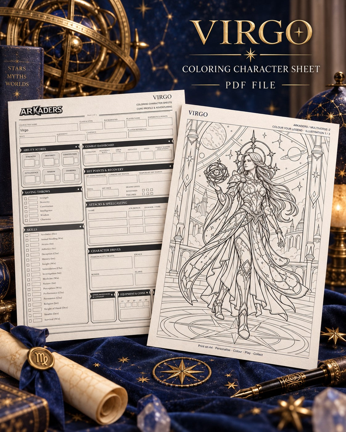 Virgo Coloring Character Sheet 1