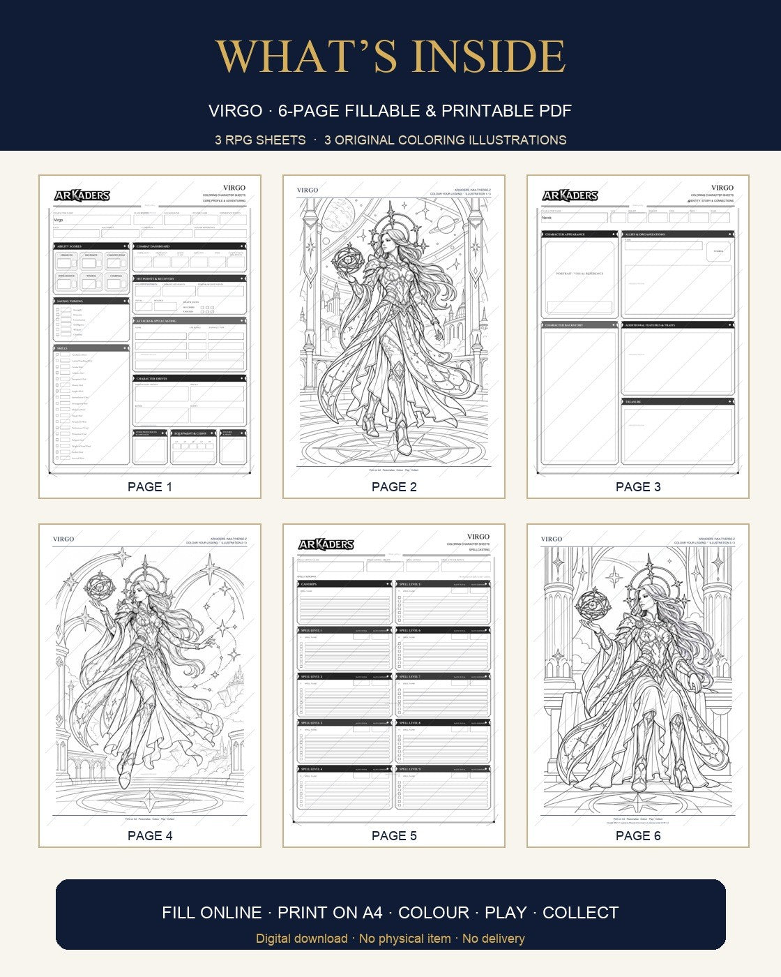Virgo Coloring Character Sheet 6