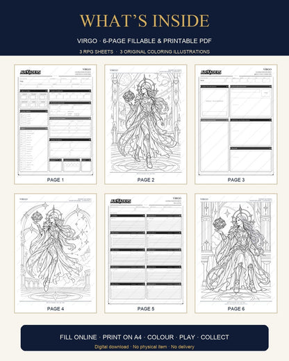 Virgo Coloring Character Sheet 6