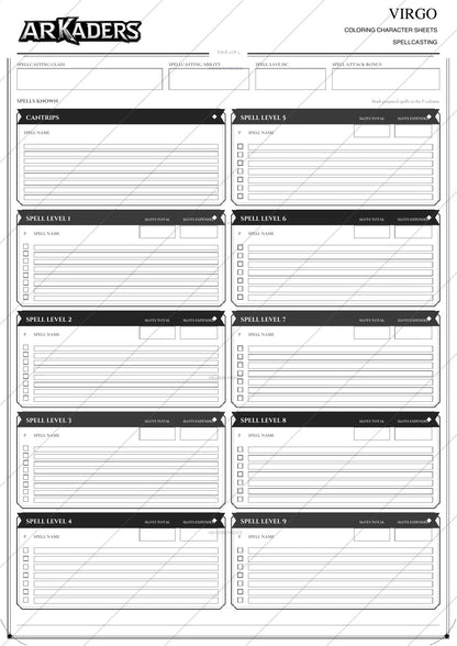 Virgo Coloring Character Sheet 11