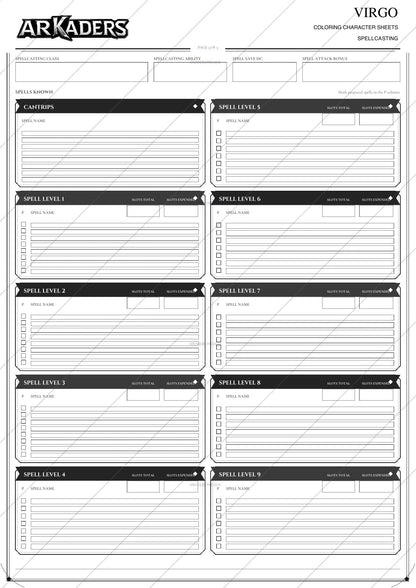 Virgo Coloring Character Sheet page 5 preview