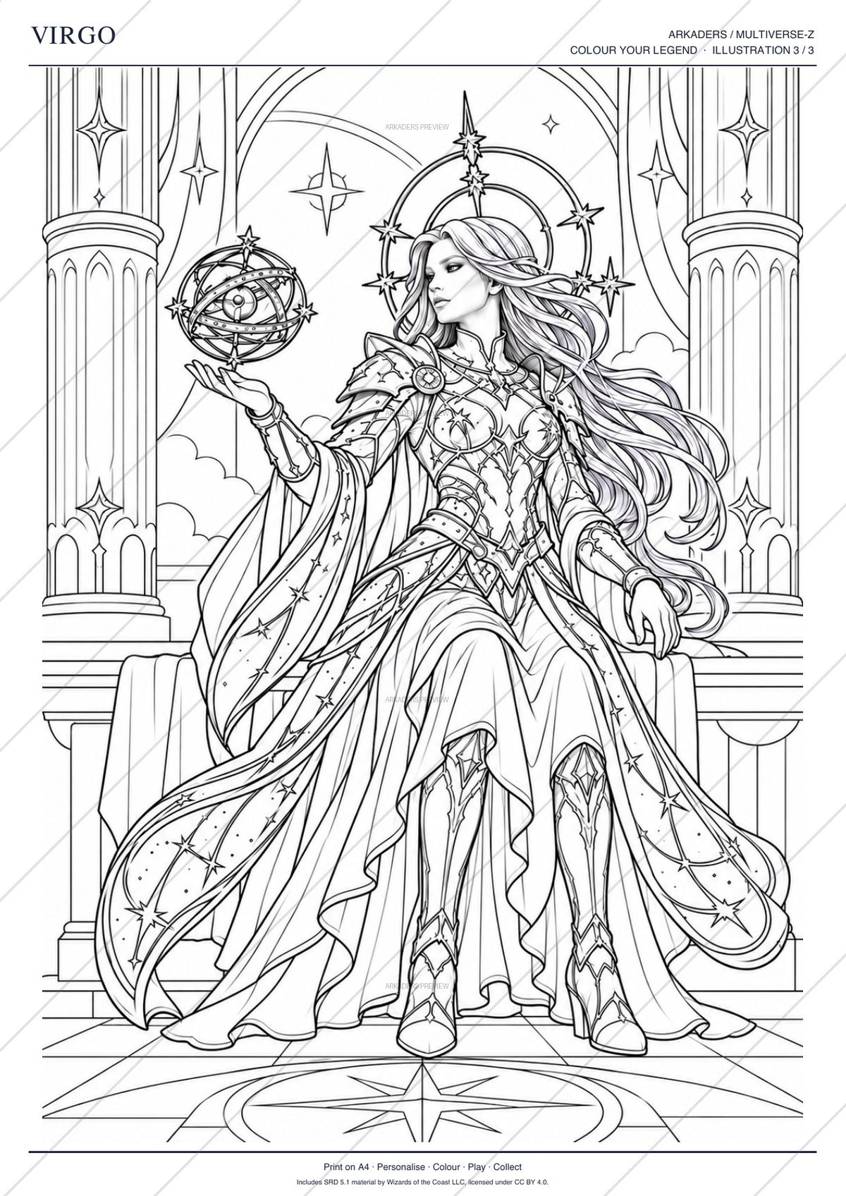 Virgo Coloring Character Sheet 12