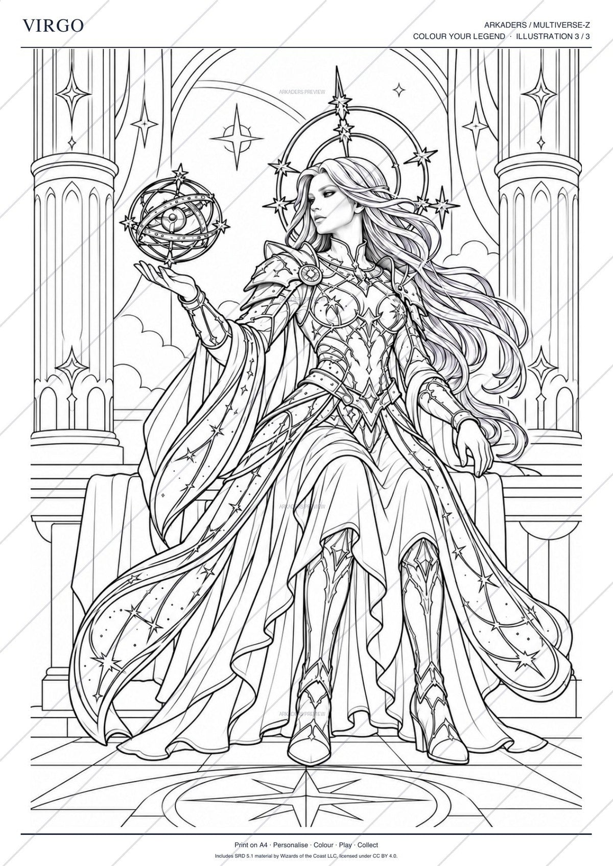Virgo Coloring Character Sheet page 6 preview