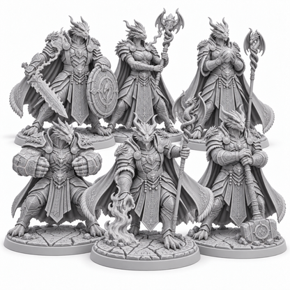 Zarek's Flamebound Circle — six unpainted grey resin miniatures