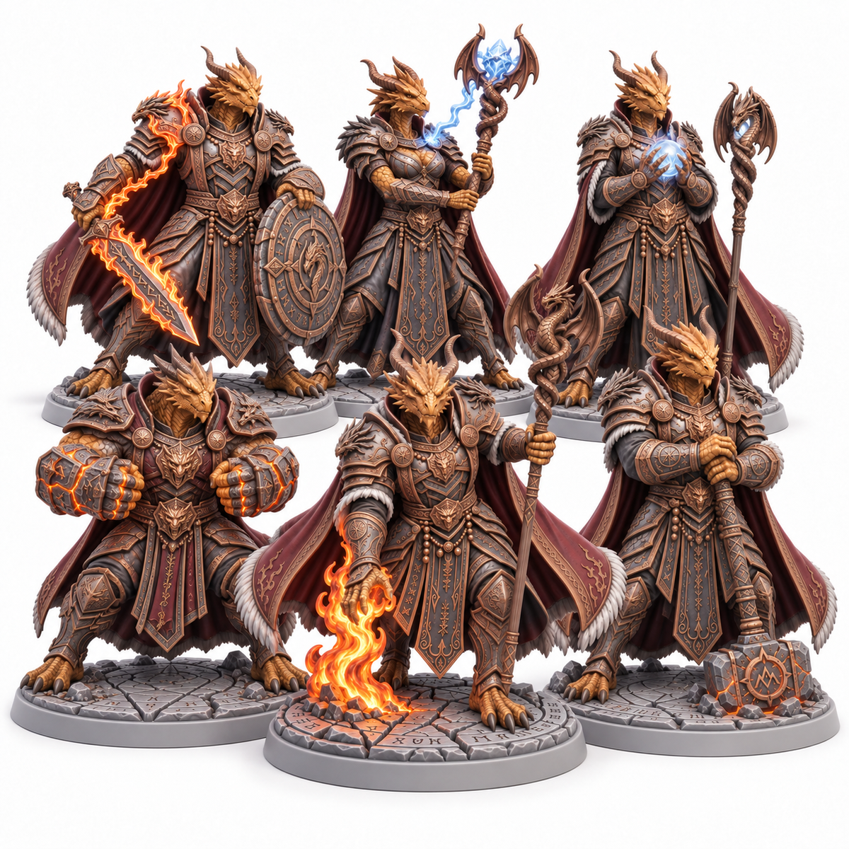 Zarek's Flamebound Circle — six painted resin miniatures