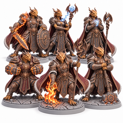 Zarek's Flamebound Circle — six painted resin miniatures
